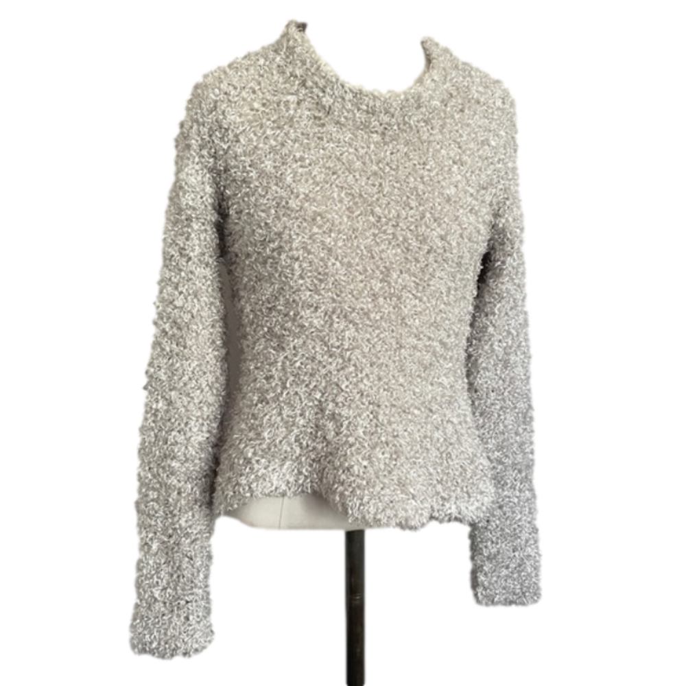 Vintage Y2K Silver Eyelash Textured Pullover Sweater - S/M